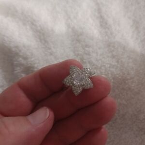 Elegant Silver & Crystal encrusted Star Ring-new